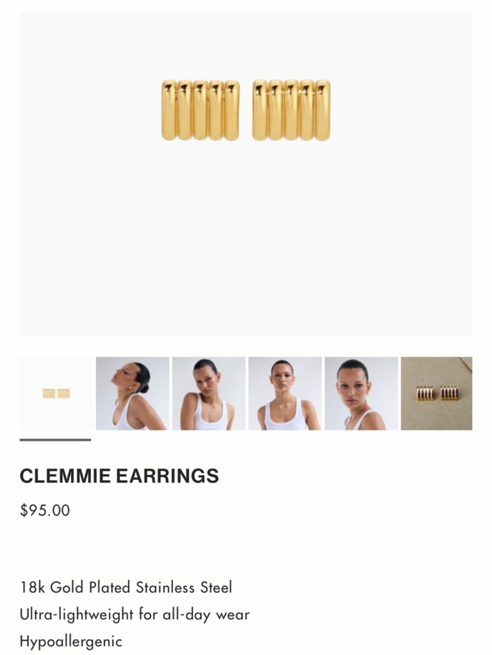 Clemmie Earrings - Gold Plated